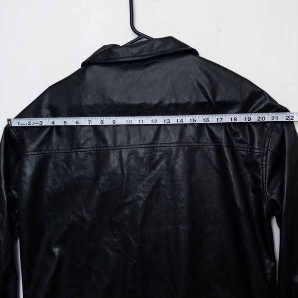 SHEIN XS Women's Jacket Black Faux Leather Zip Front Biker Moto Coat - Picture 11 of 13